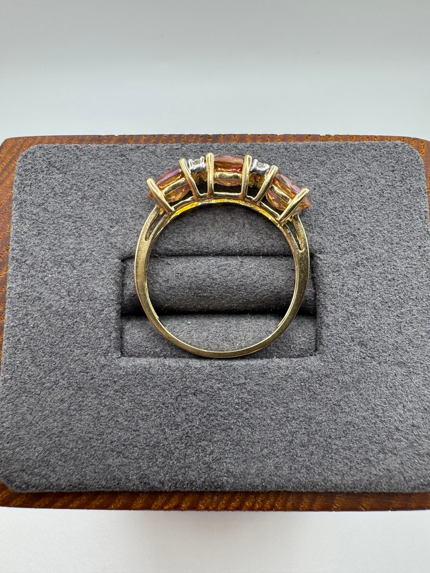 9ct gold sunset topaz and diamond ring