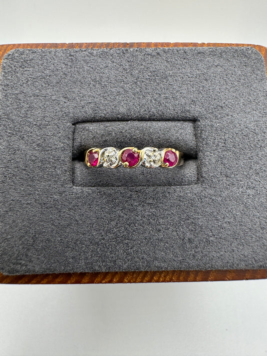 9ct gold ruby and diamond ring