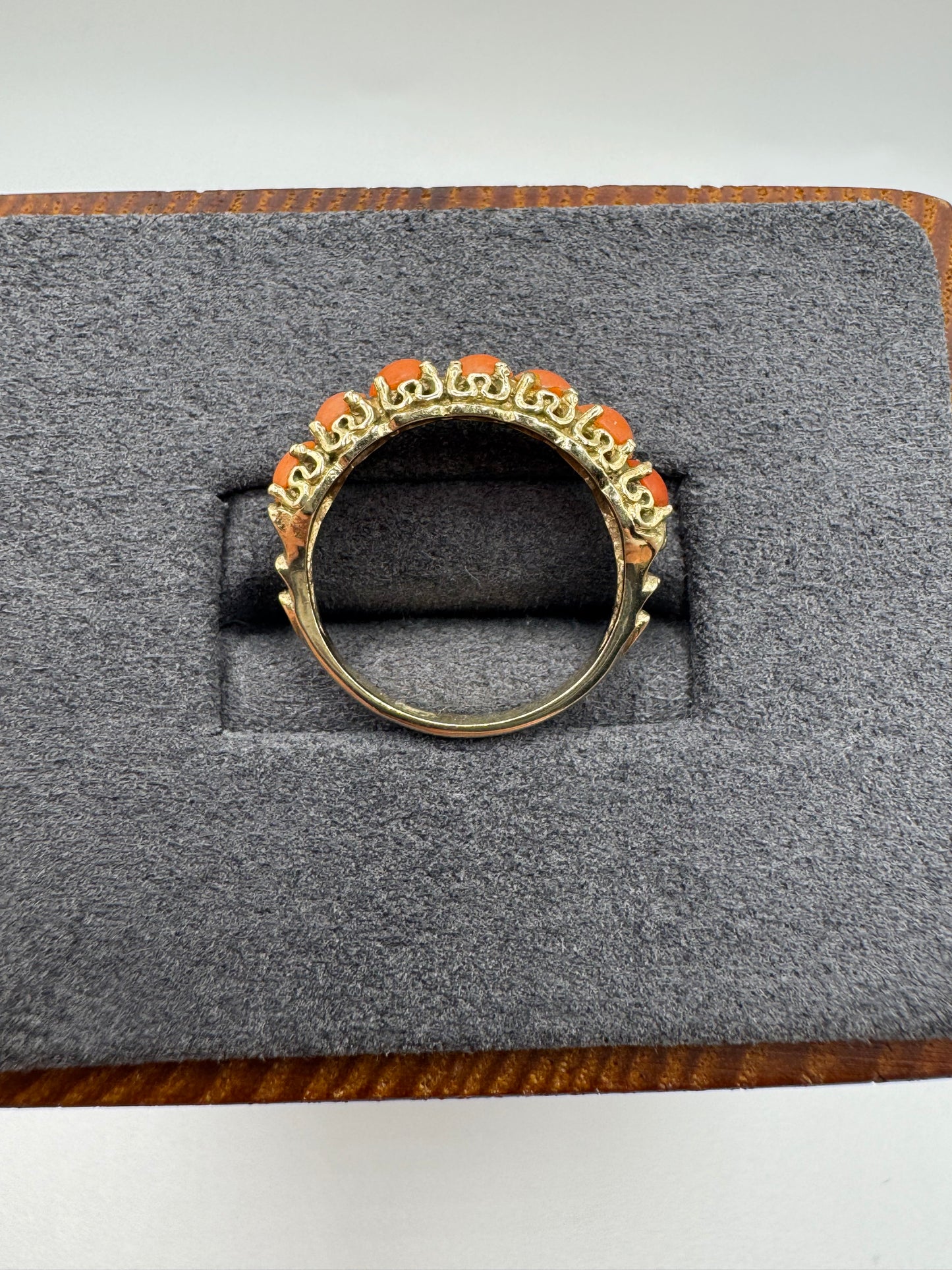 9ct gold coral ring