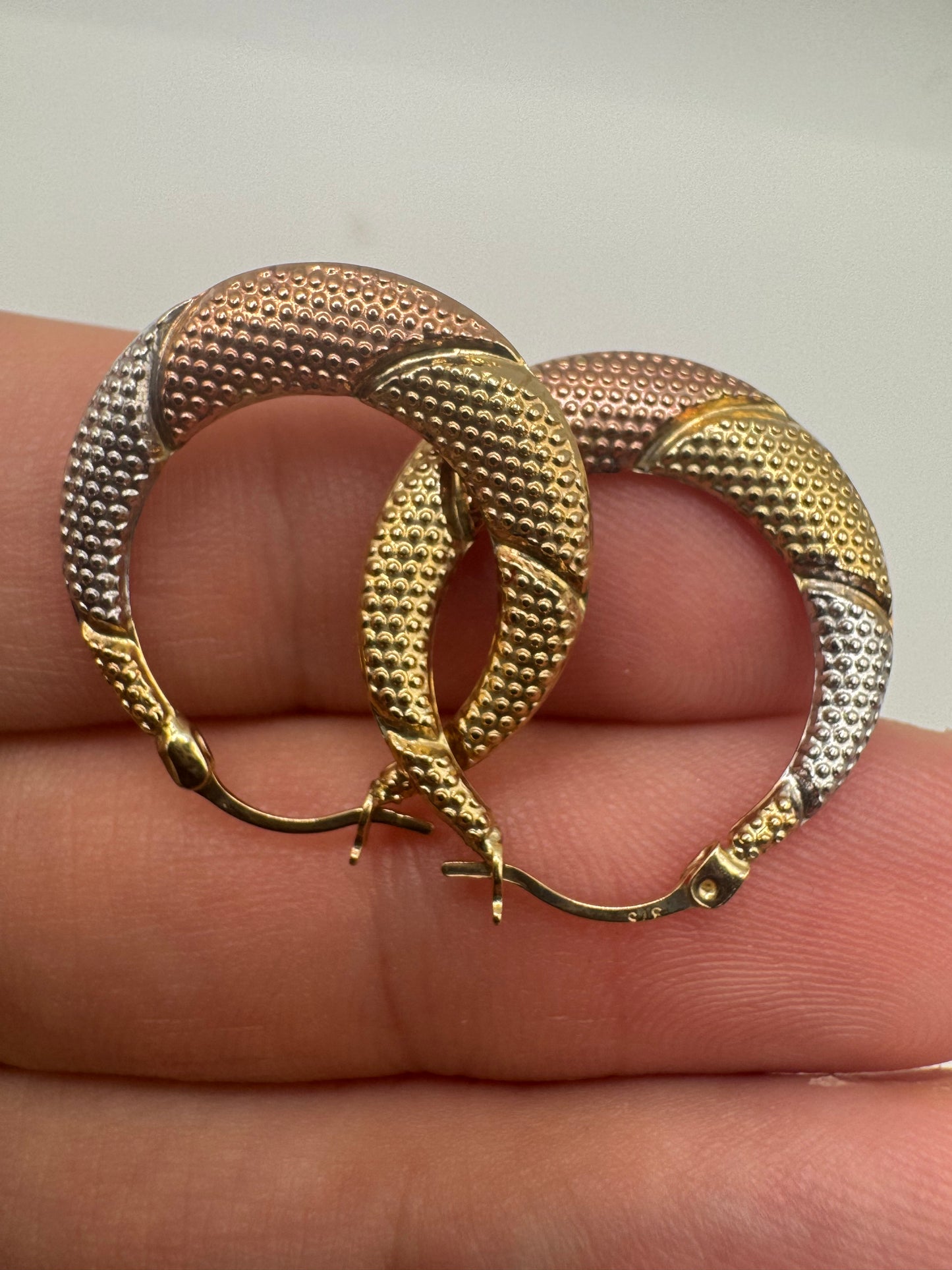 9ct tri-gold creole earrings