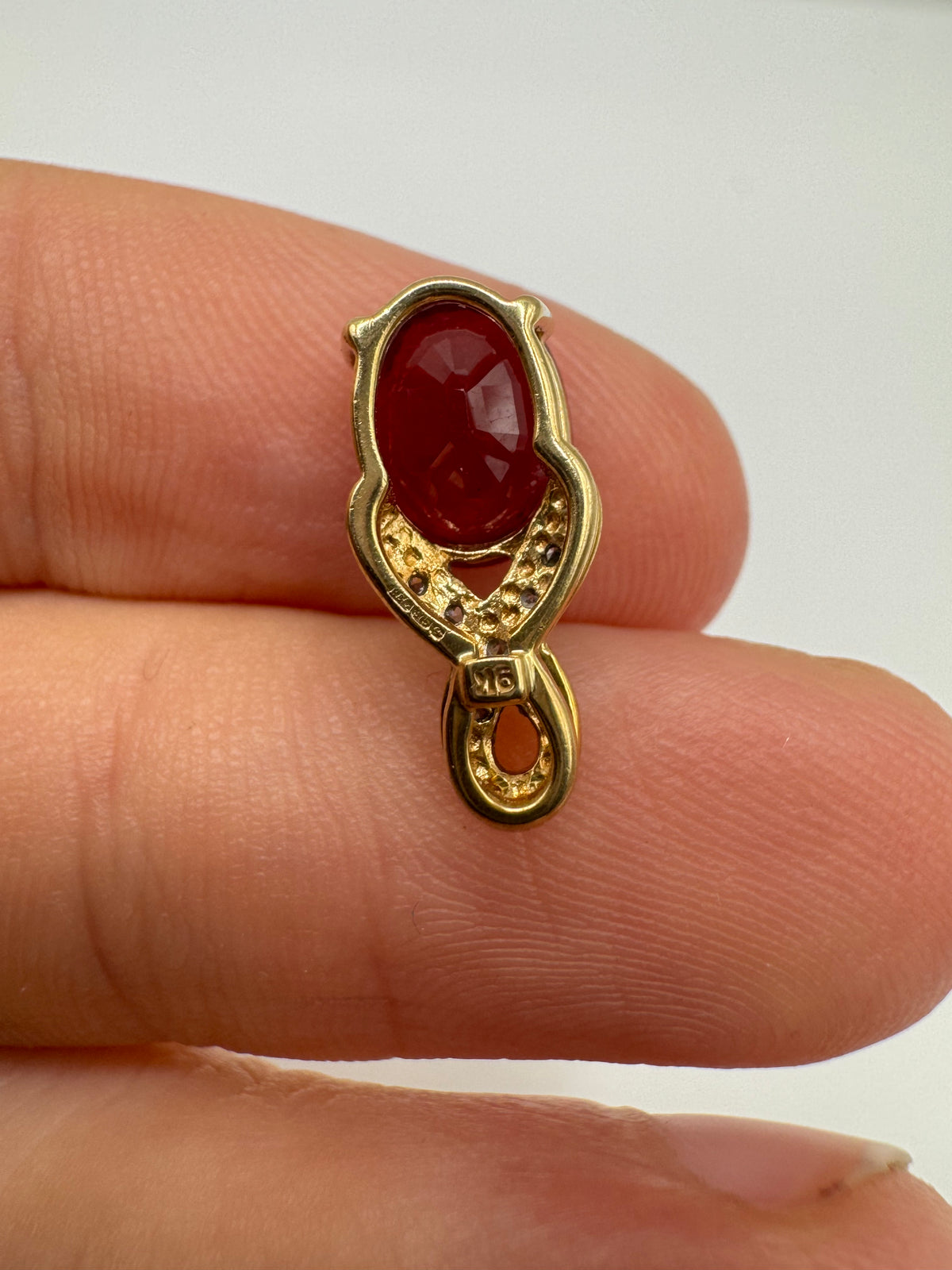 9ct gold ruby and diamond pendant
