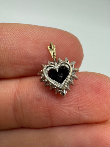 9ct gold sapphire and diamond heart pendant