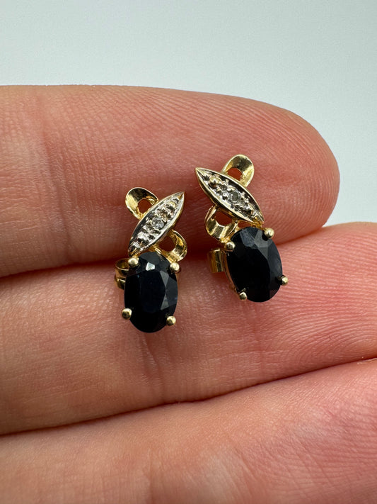 9ct gold sapphire and diamond earrings