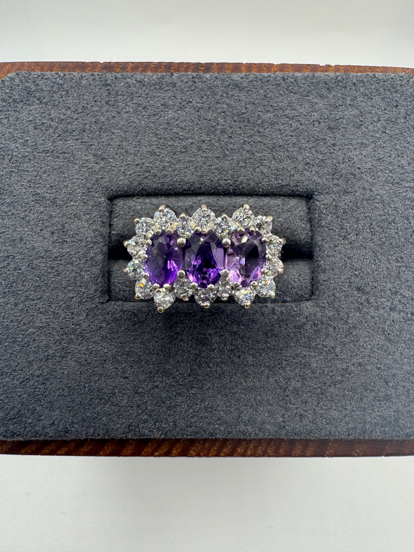 9ct gold amethyst and cz cluster ring