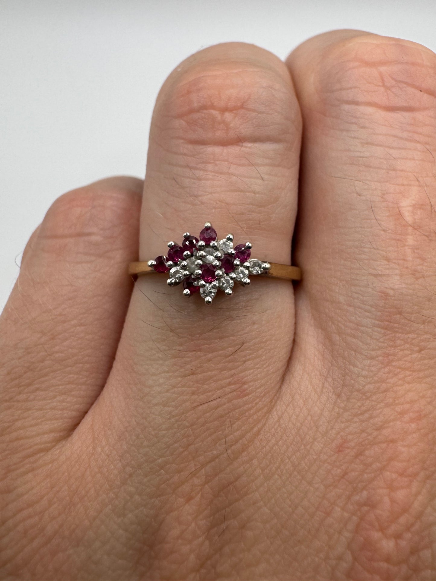 9ct gold ruby and diamond ring