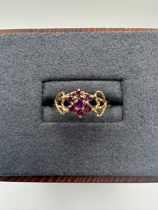 9ct gold ruby cluster ring
