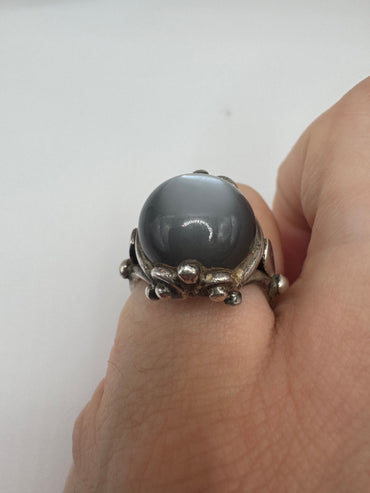 Silver gemstone ring
