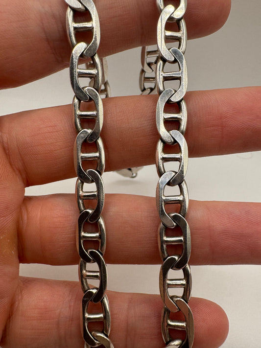 Silver double mariner link chain