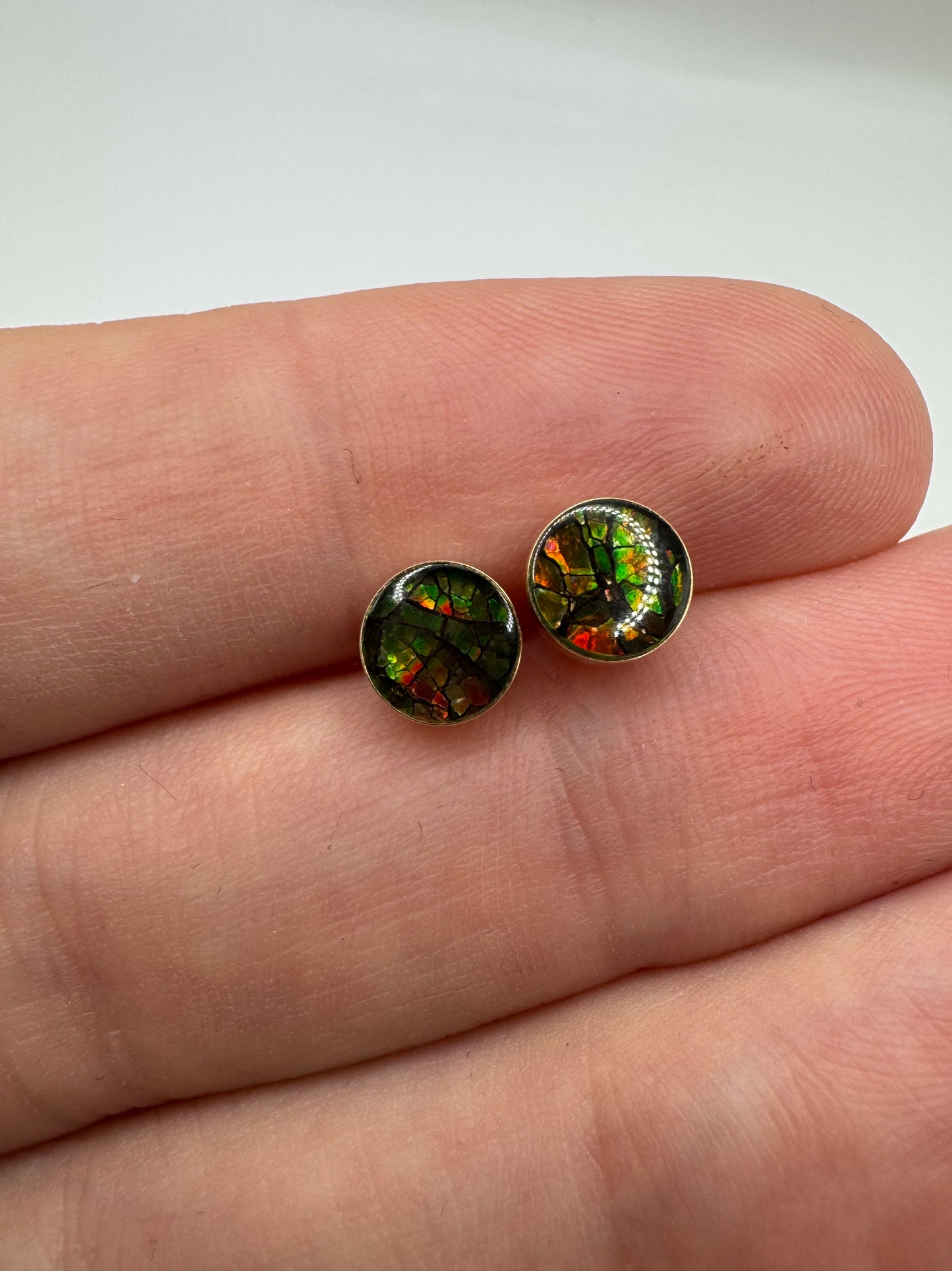 14ct gold Ammolite earrings