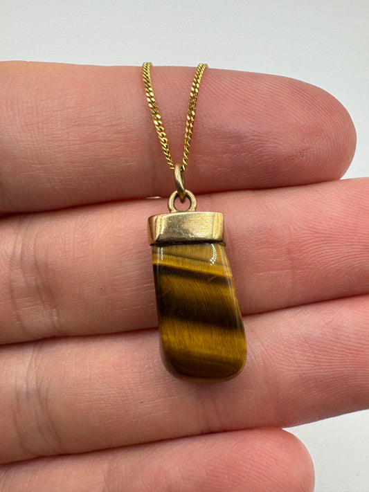 9ct gold tigers eye necklace (17”)