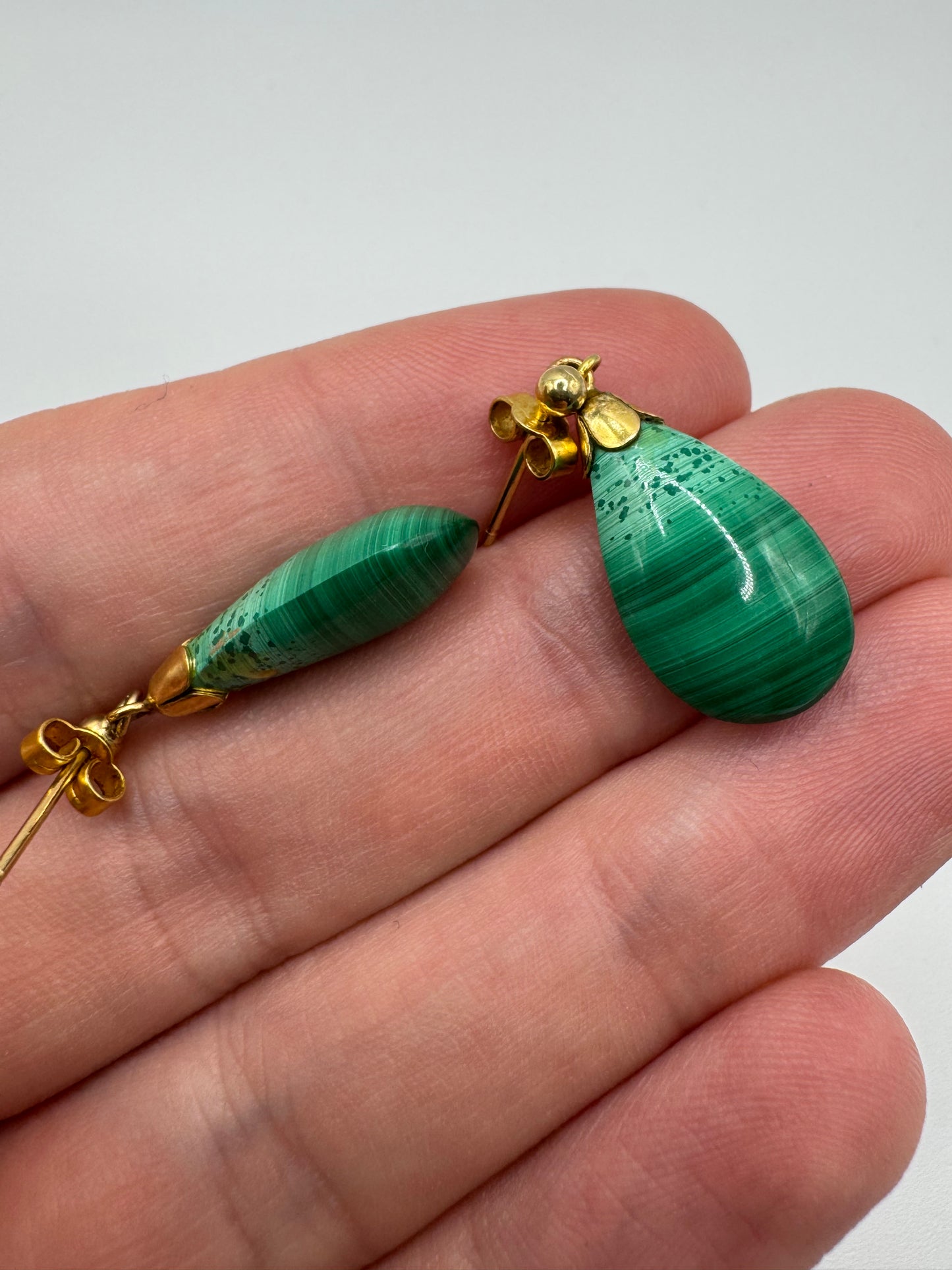 9ct gold malachite earrings