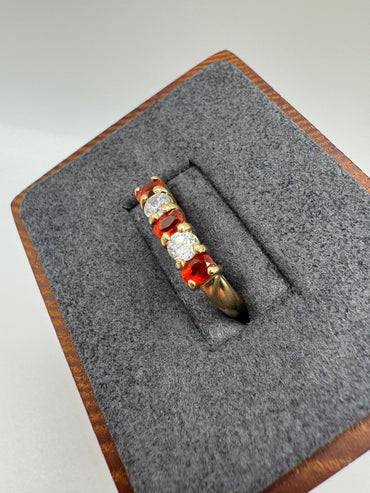 9ct gold fire opal and cz ring