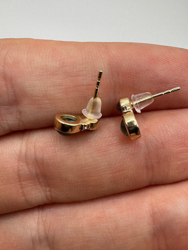 9ct gold cats eye and diamond earrings