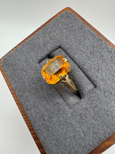 Antique 9ct gold citrine paste ring