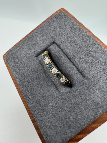 9ct gold topaz and cz half eternity ring