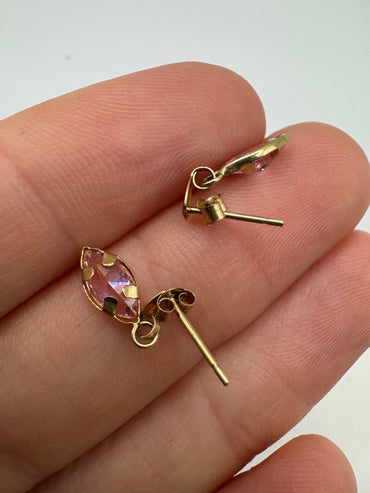 9ct gold pink topaz earrings
