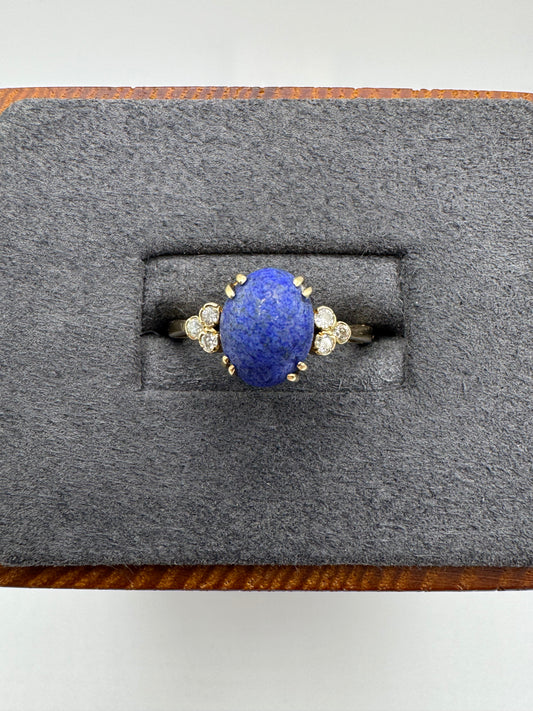 9ct gold sodalite and diamond ring