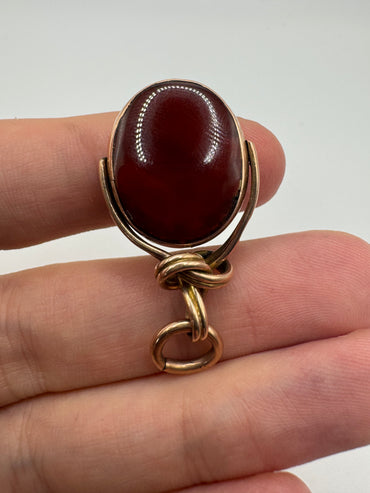 9ct rose gold bloodstone and carnelian spinning fob
