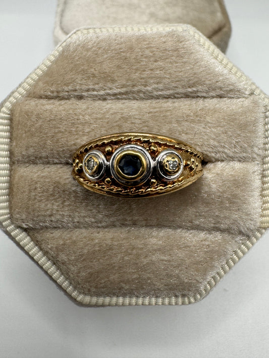 9ct gold sapphire and diamond gypsy ring