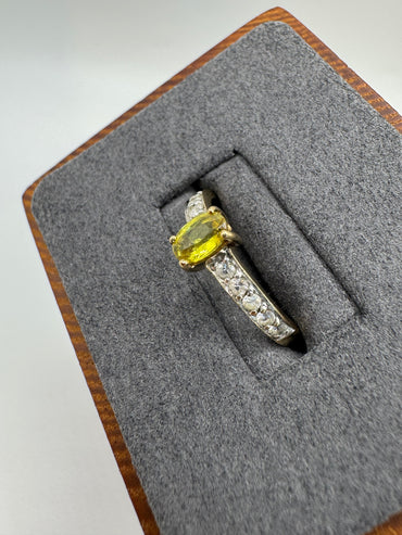 9ct gold sphene and zircon ring