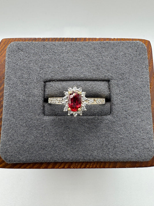 9ct gold spinel and diamond ring