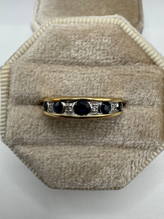 9ct gold sapphire and diamond ring