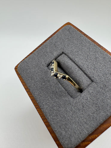 9ct gold sapphire and diamond wishbone ring