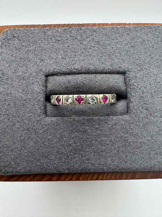 9ct gold synthetic ruby and diamond full eternity ring