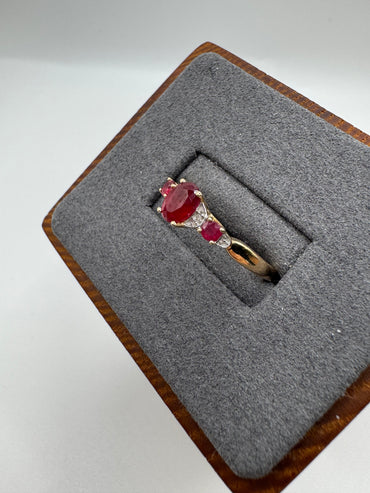 9ct gold ruby and diamond ring