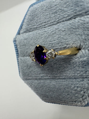 9ct gold amethyst and diamond ring