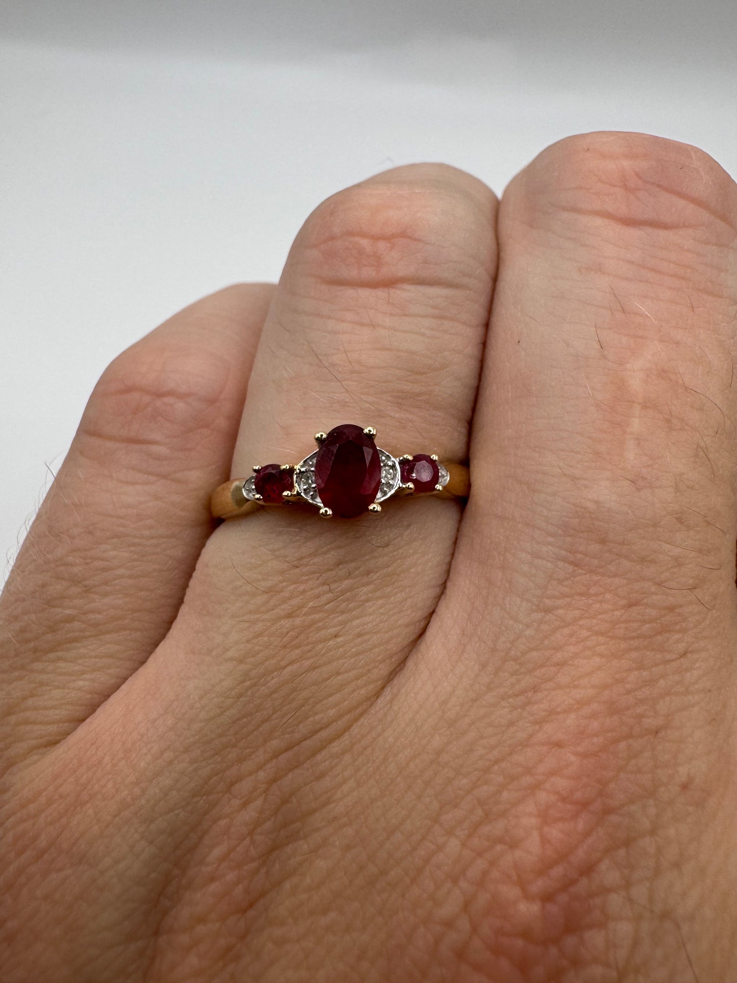 9ct gold ruby and diamond ring