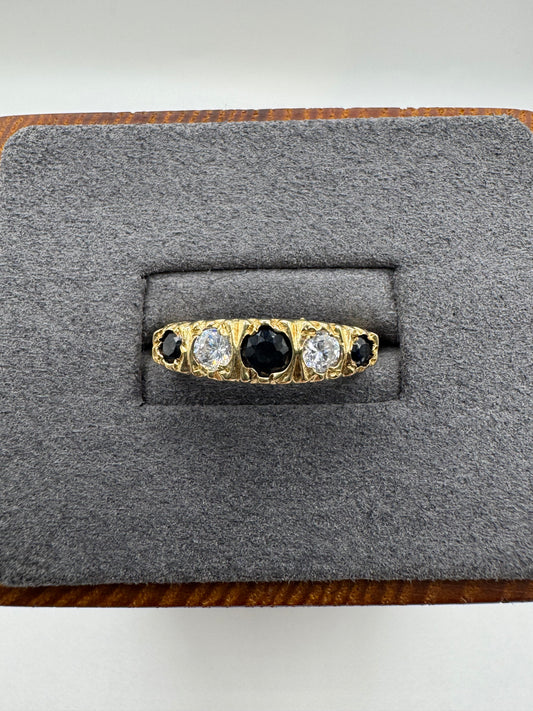 9ct gold sapphire and cz ring