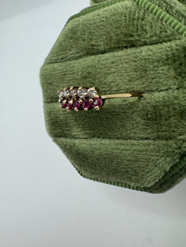 9ct gold ruby and cz ring