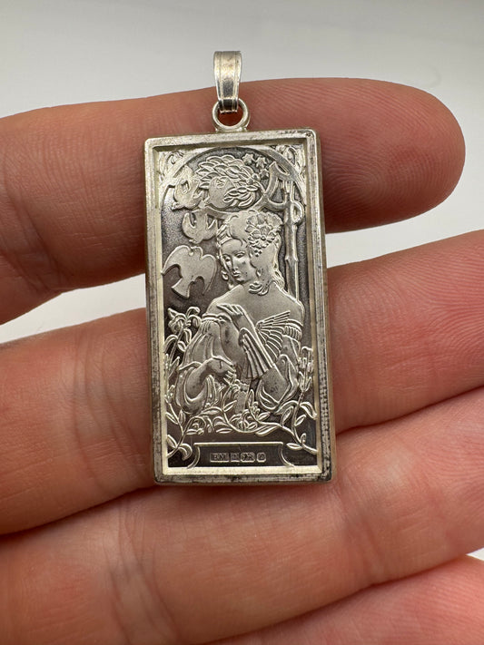 Silver art nouveau inspired pendant