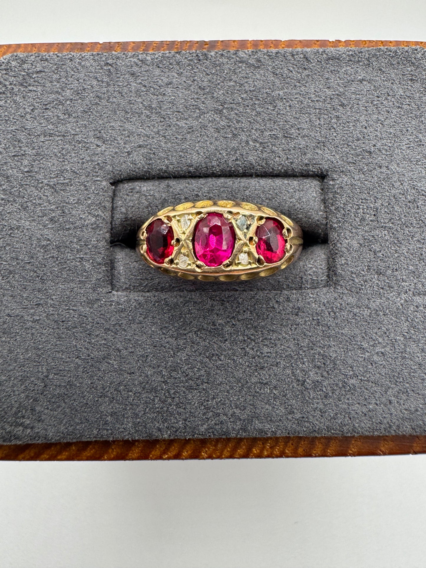 Antique 9ct gold tourmaline paste and diamond ring