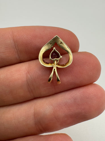 9ct gold amethyst and diamond heart pendant