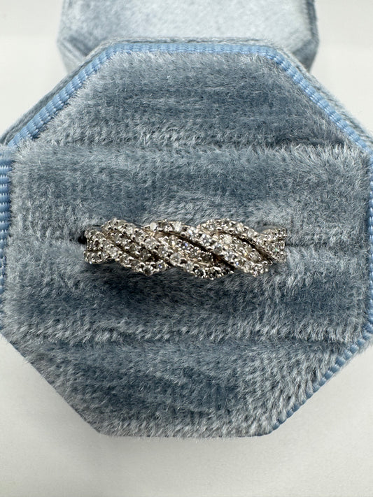 9ct white gold diamond twist ring