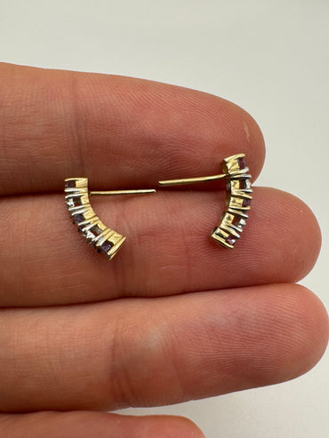 9ct gold tanzanite and diamond earrings