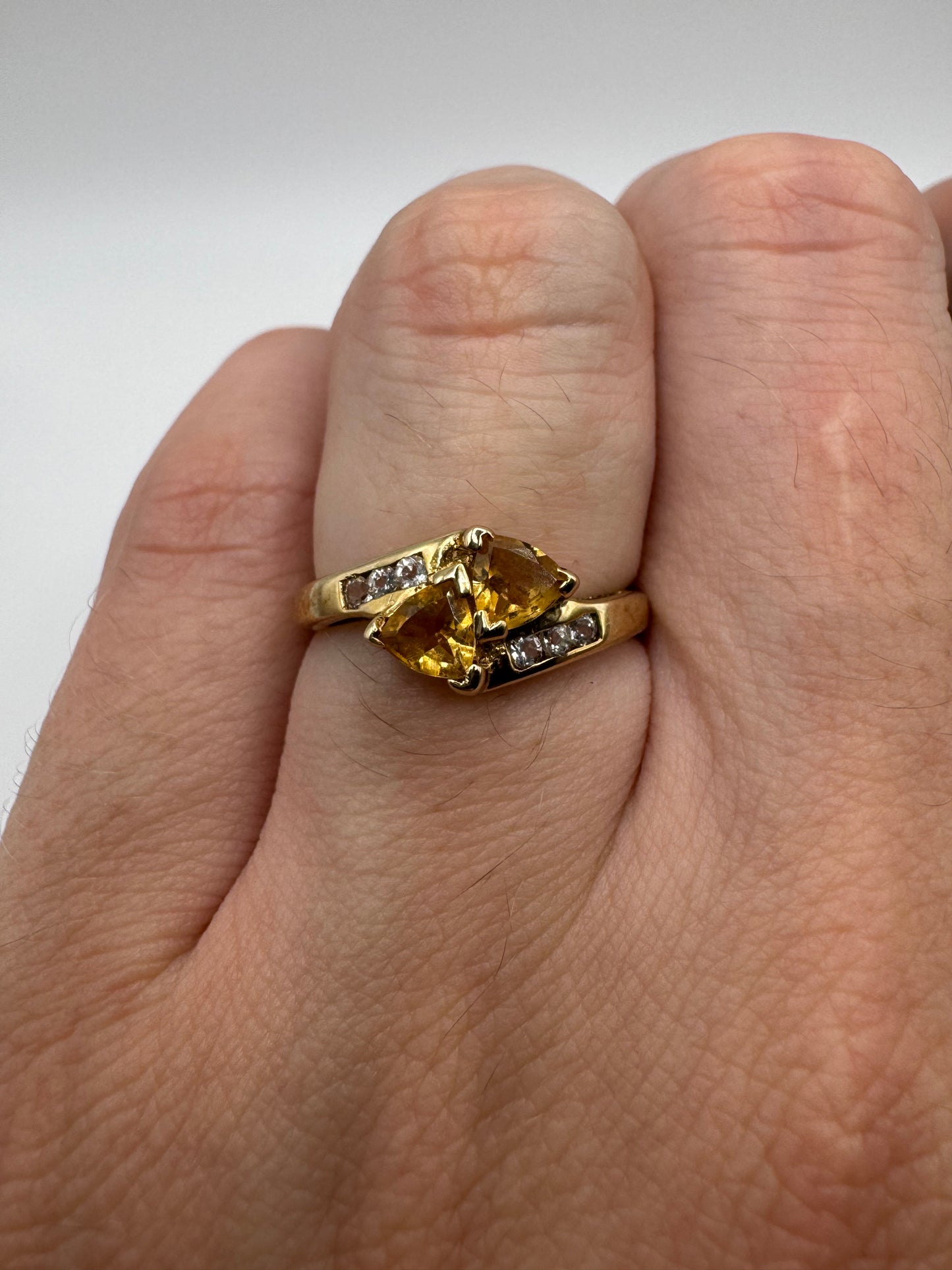 9ct gold citrine and diamond ring