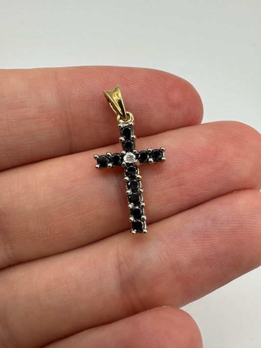9ct gold diamond cross pendant