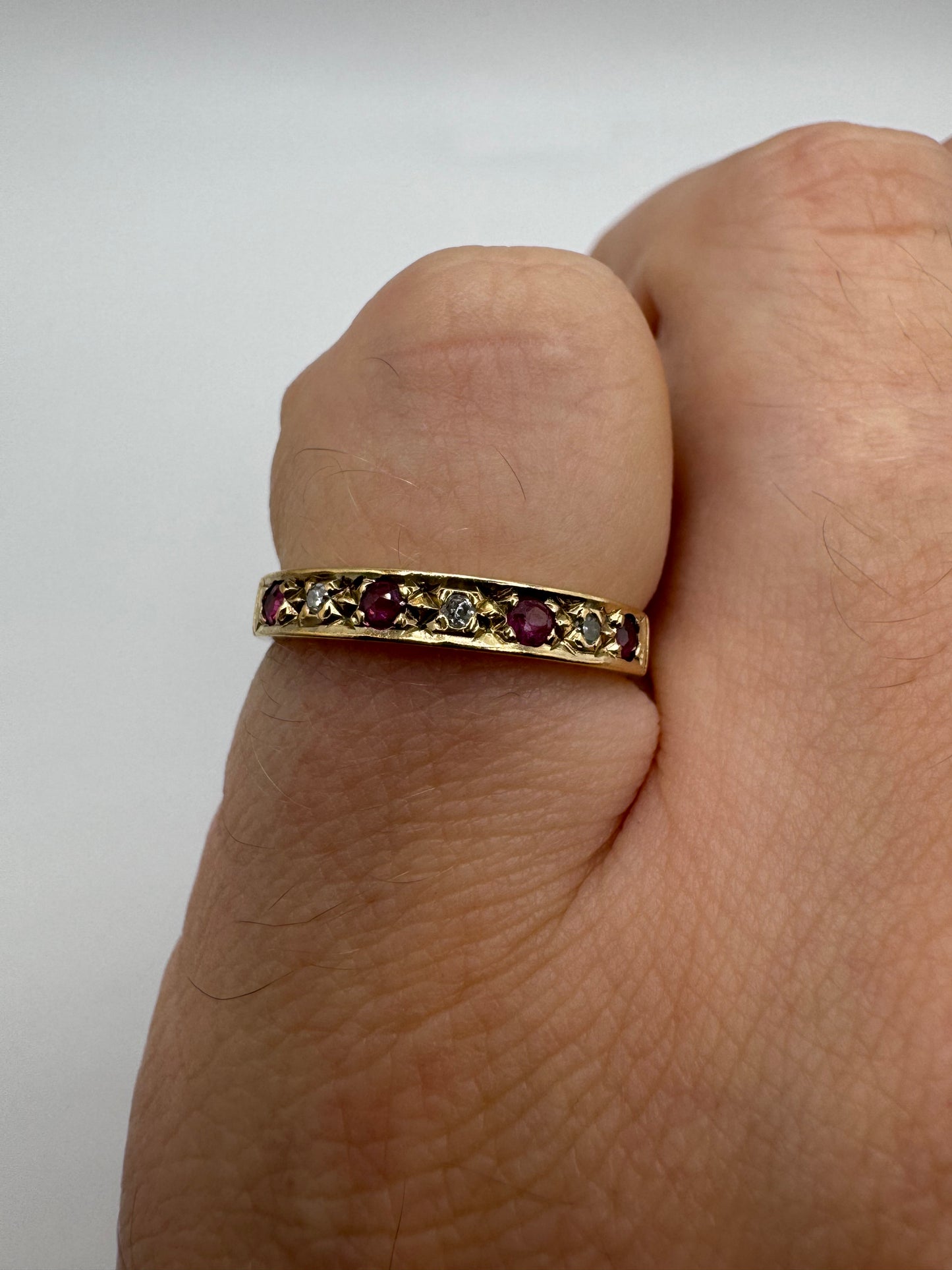 9ct gold ruby and diamond ring