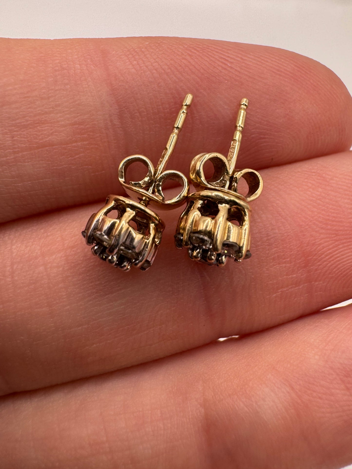 9ct gold diamond cluster earrings