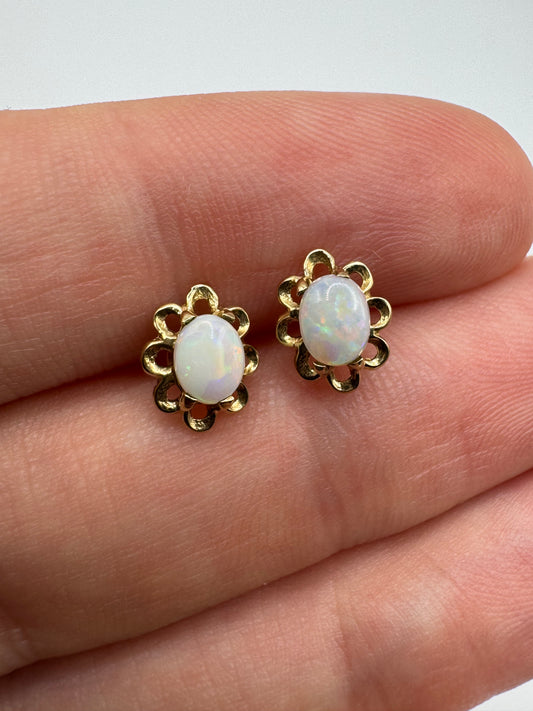 9ct gold opal earrings