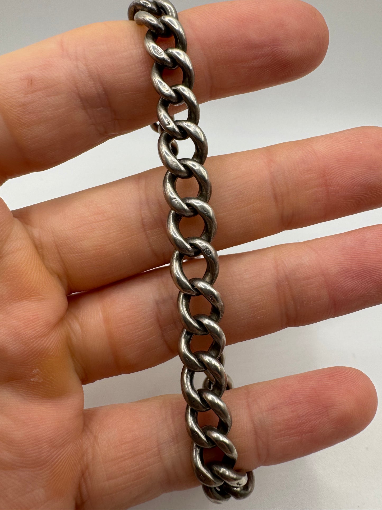 Antique silver dog clip bracelet