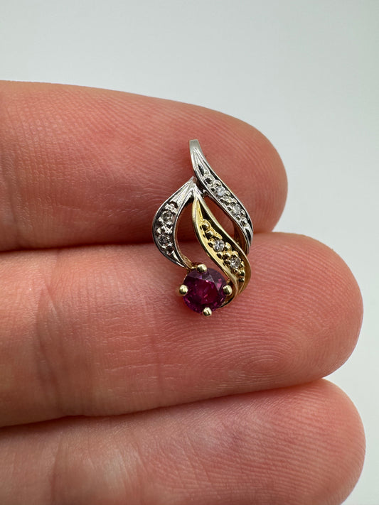 9ct gold ruby and diamond pendant