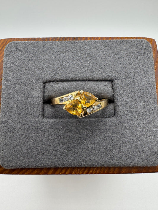 9ct gold citrine and diamond ring