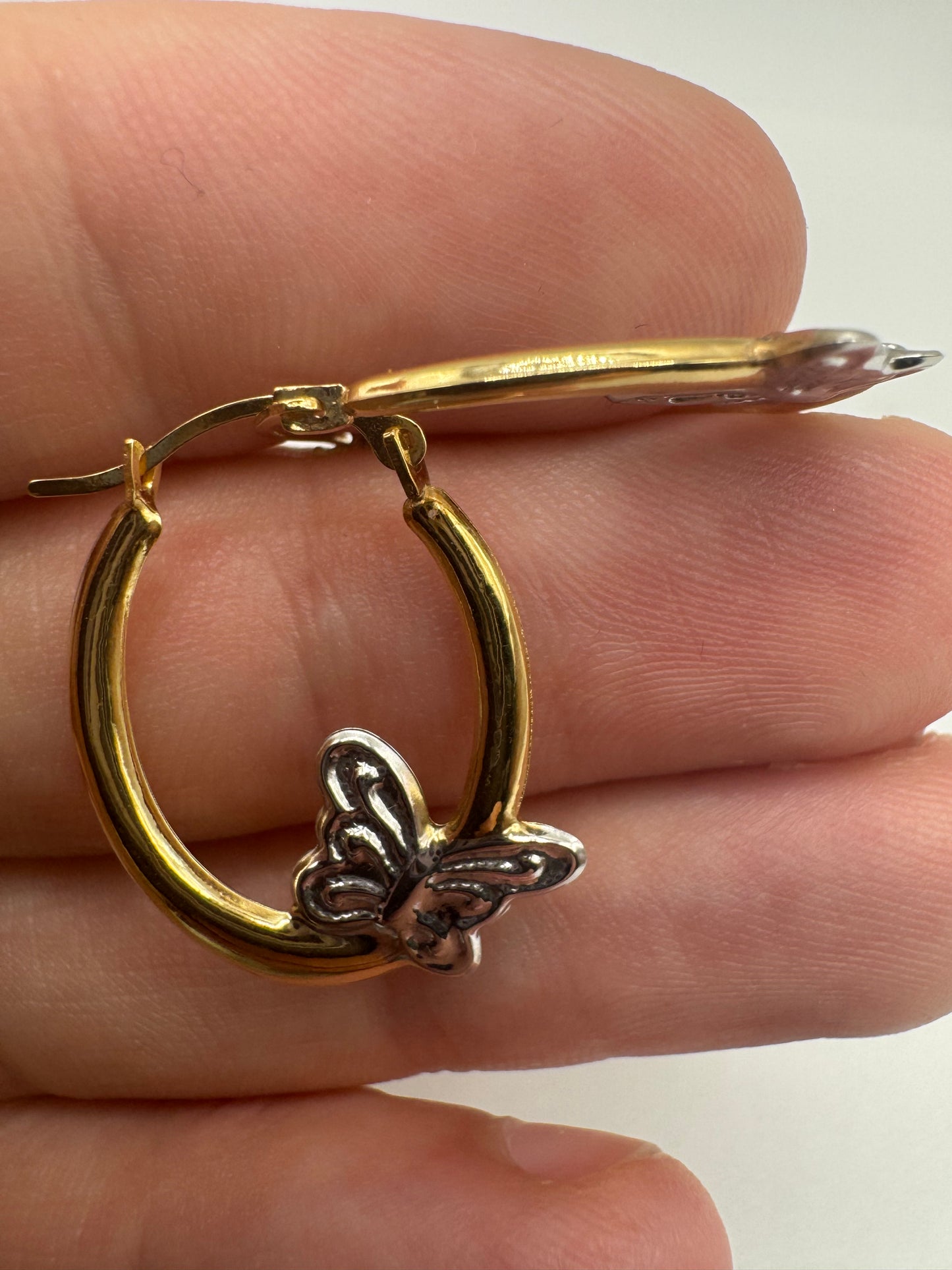 9ct gold butterfly creole earrings