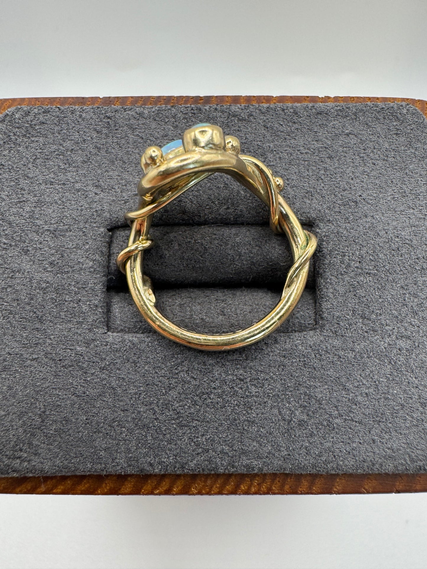 9ct gold opal wishbone ring