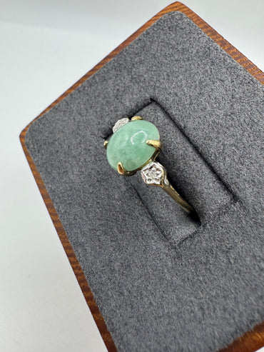 9ct gold jade and diamond ring