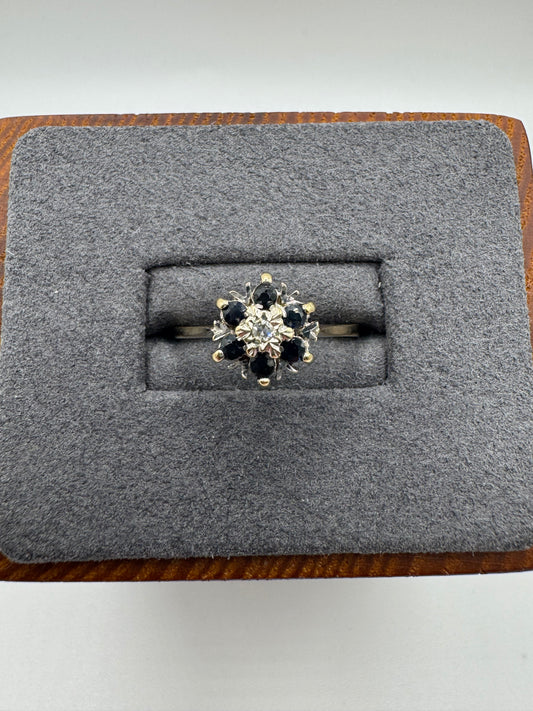 9ct gold sapphire and diamond ring